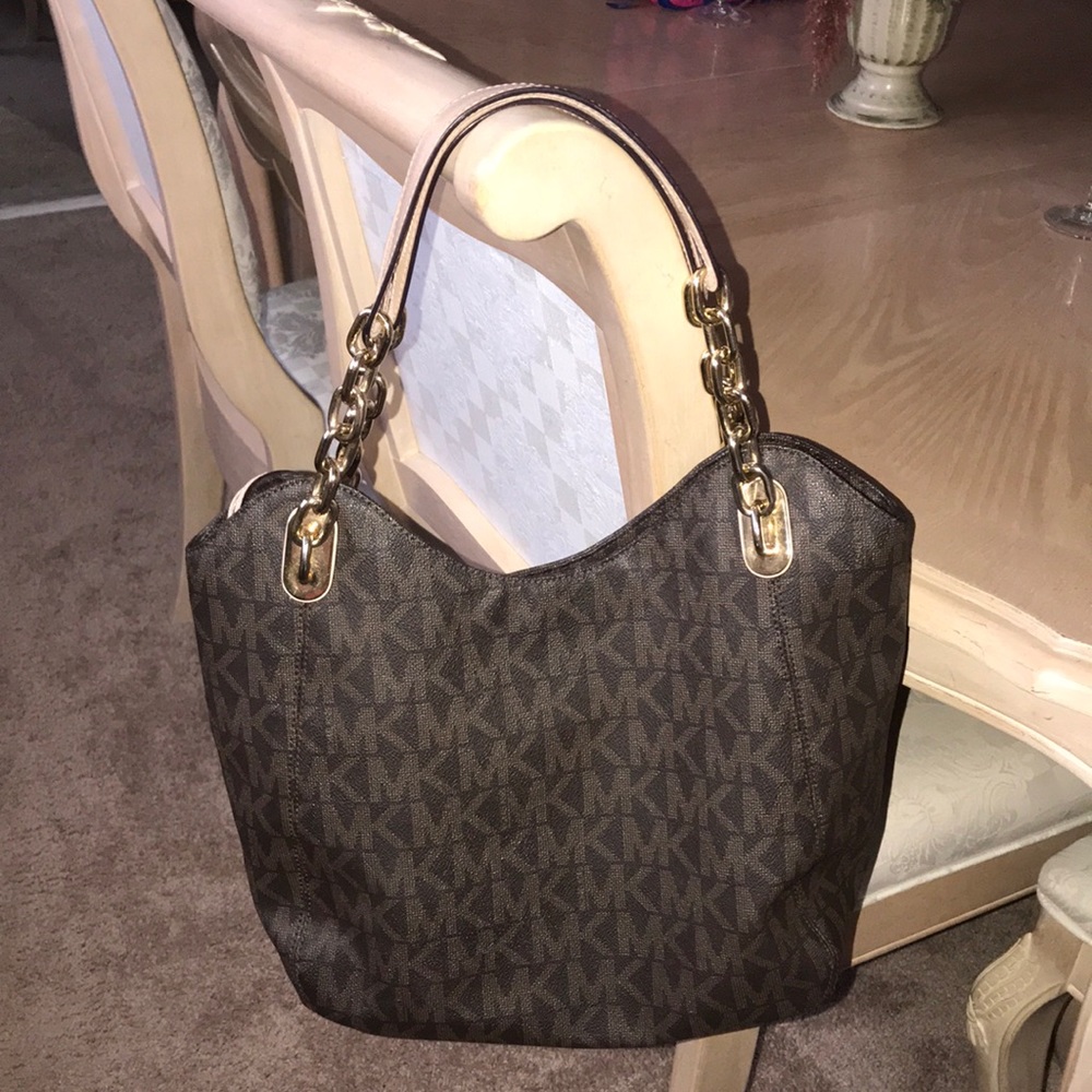 Brown Michael Kors leather shoulder bag